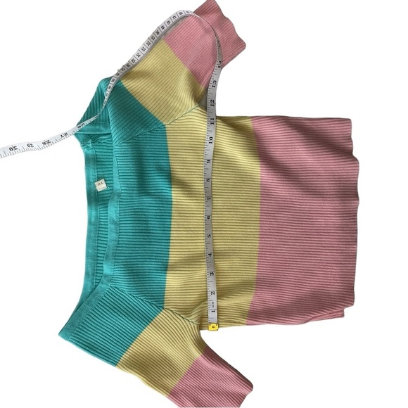 T.U Ribbed Color block Multicolor Top Cropped Pastel - Picture 6 of 9